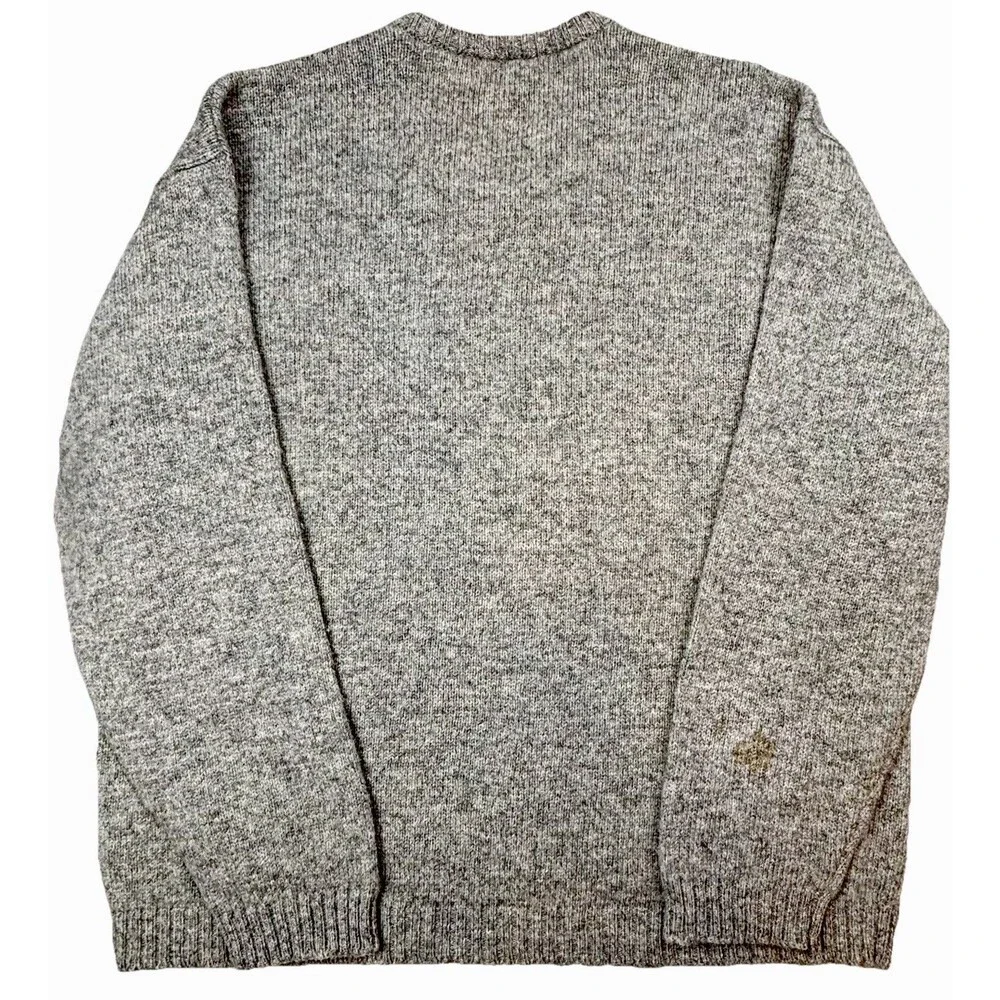 Men’s VTG Y2K J Crew V Neck Sweater 100% Wool Shetland Gray Size XL READ
